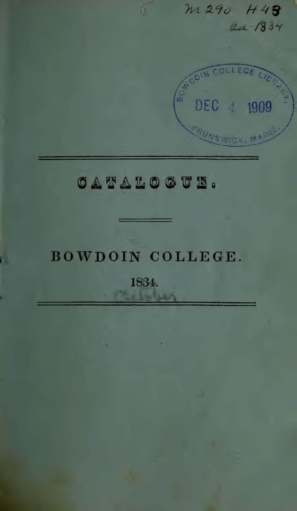 Miniature of Bowdoin College Catalogue (1834 Oct)