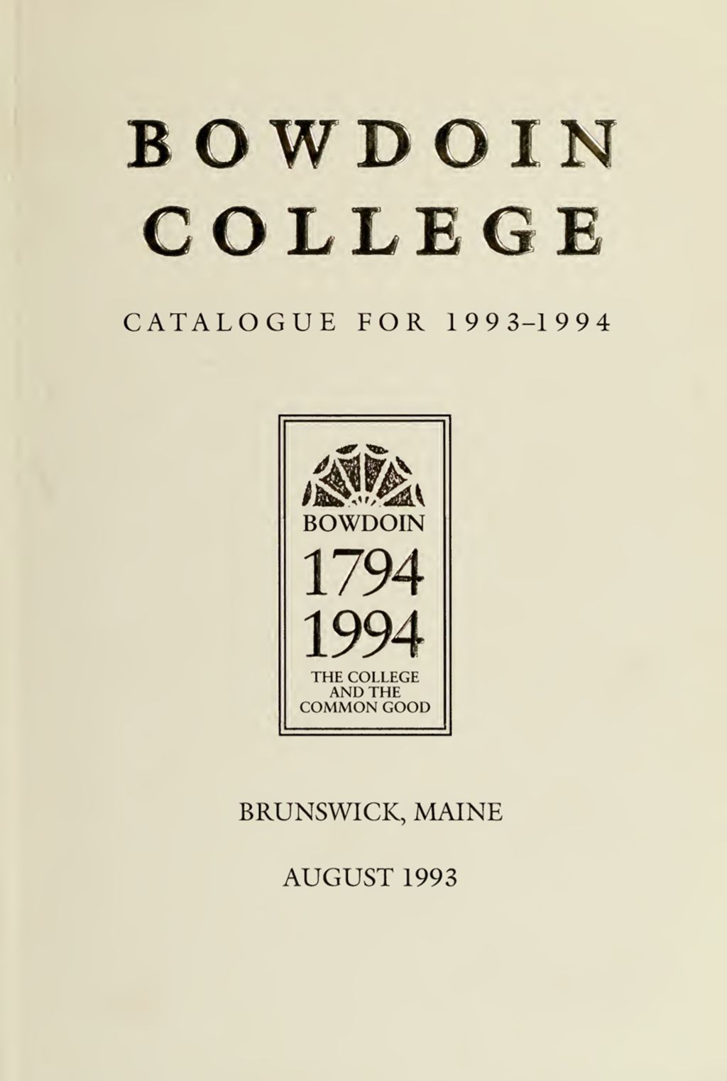 Miniature of Bowdoin College Catalogue (1993-1994)