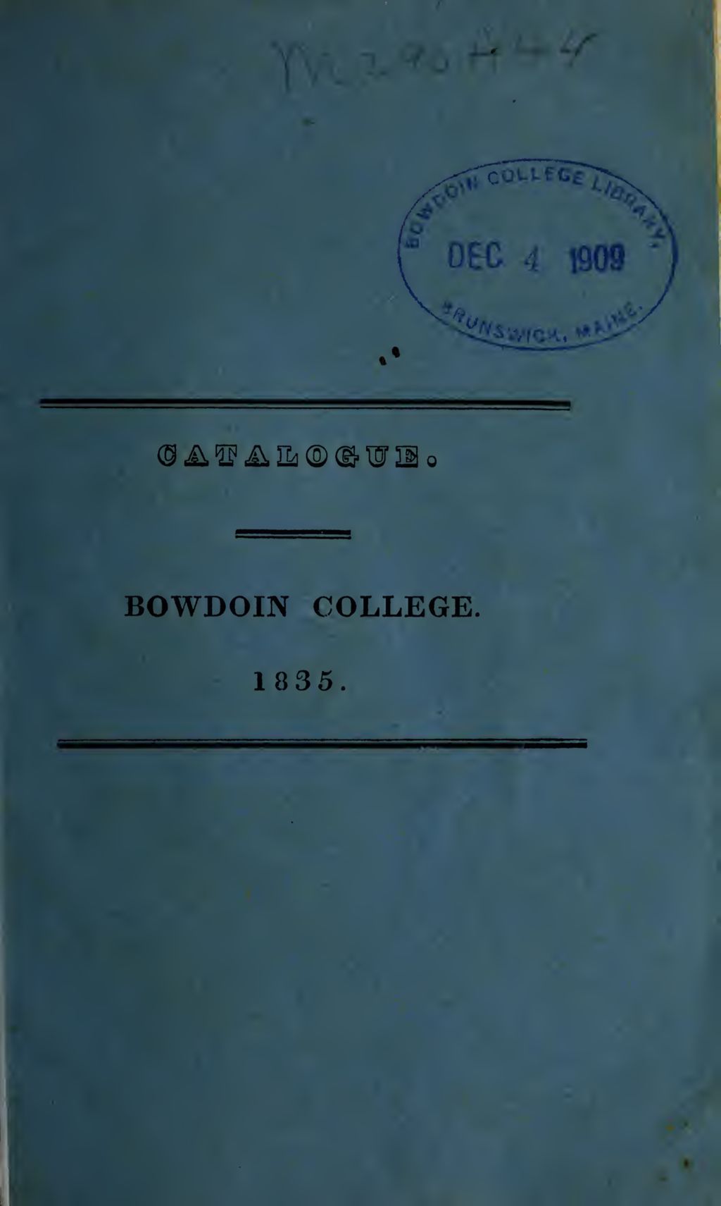 Miniature of Bowdoin College Catalogue (1835 Apr)