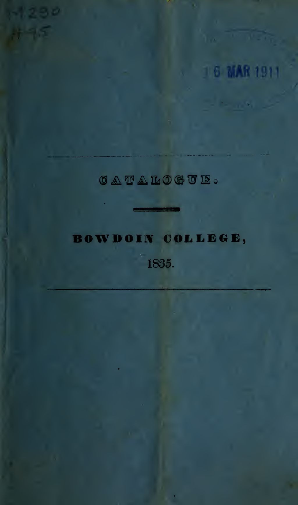 Miniature of Bowdoin College Catalogue (1835 Oct)