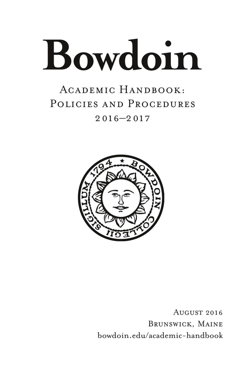 Miniature of Bowdoin College Academic Handbook (2016-2017)