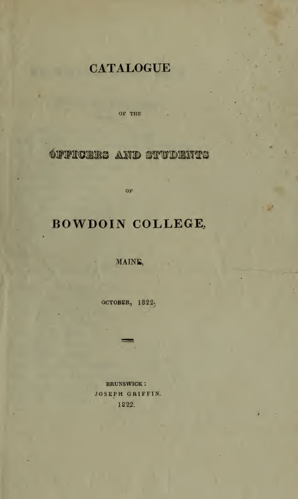 Miniature of Bowdoin College Catalogue (1822 Oct)