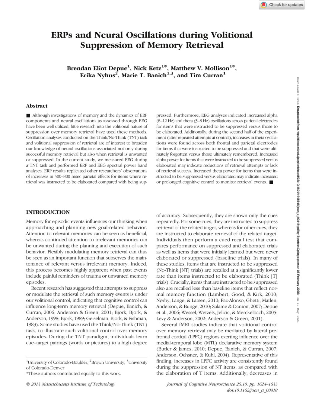 Miniature of ERPs and neural oscillations during volitional suppression of memory retrieval