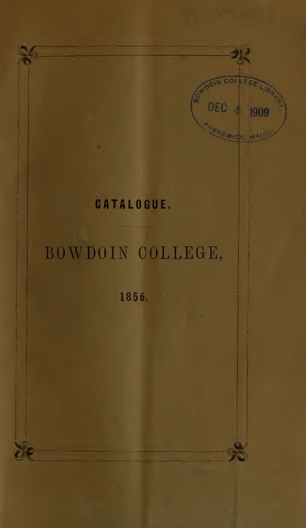 Miniature of Bowdoin College Catalogue (1856 Spring Term)