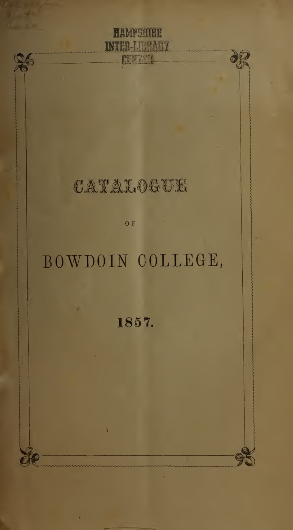 Miniature of Bowdoin College Catalogue (1857 Spring Term)