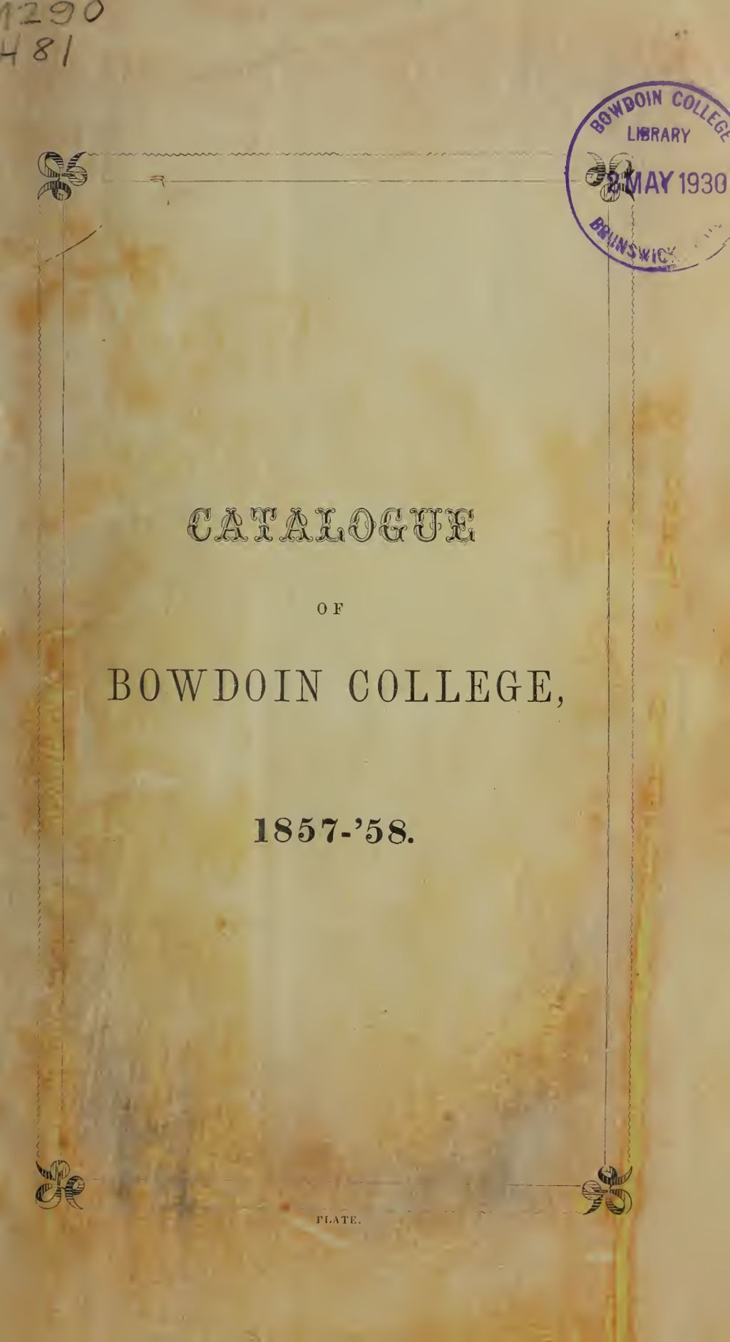 Miniature of Bowdoin College Catalogue (1857 Fall Term)