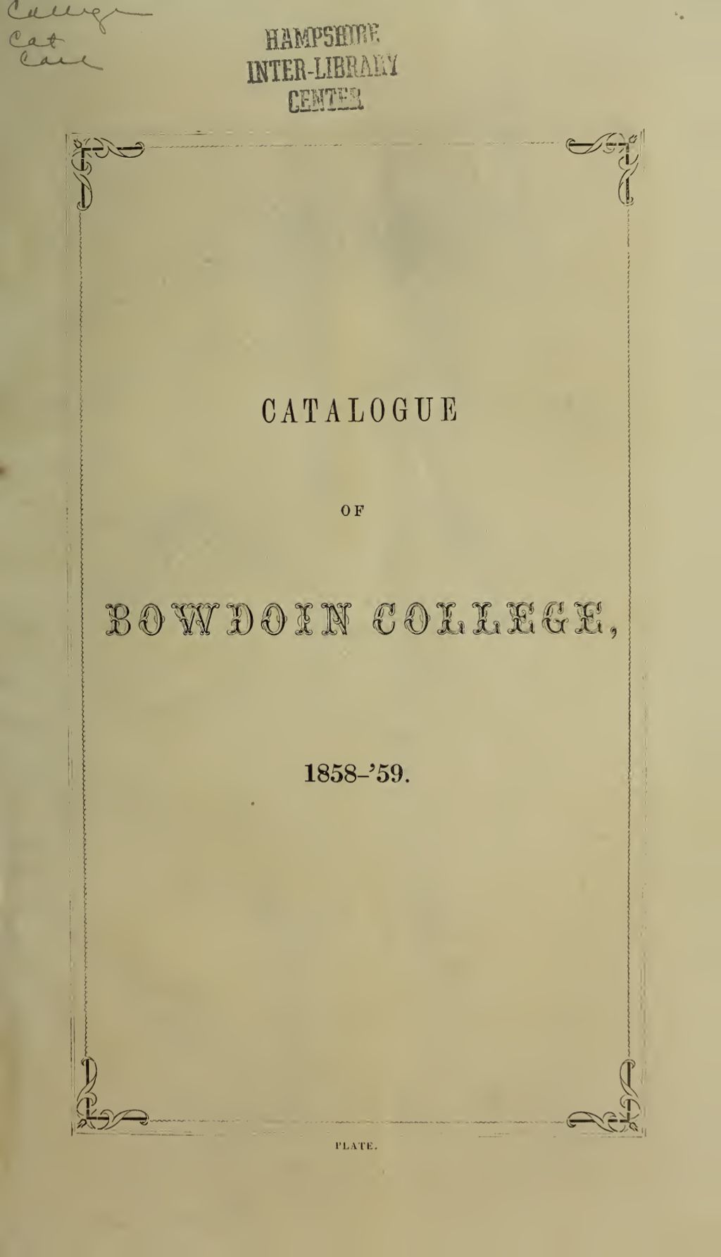 Miniature of Bowdoin College Catalogue (1858-1859)