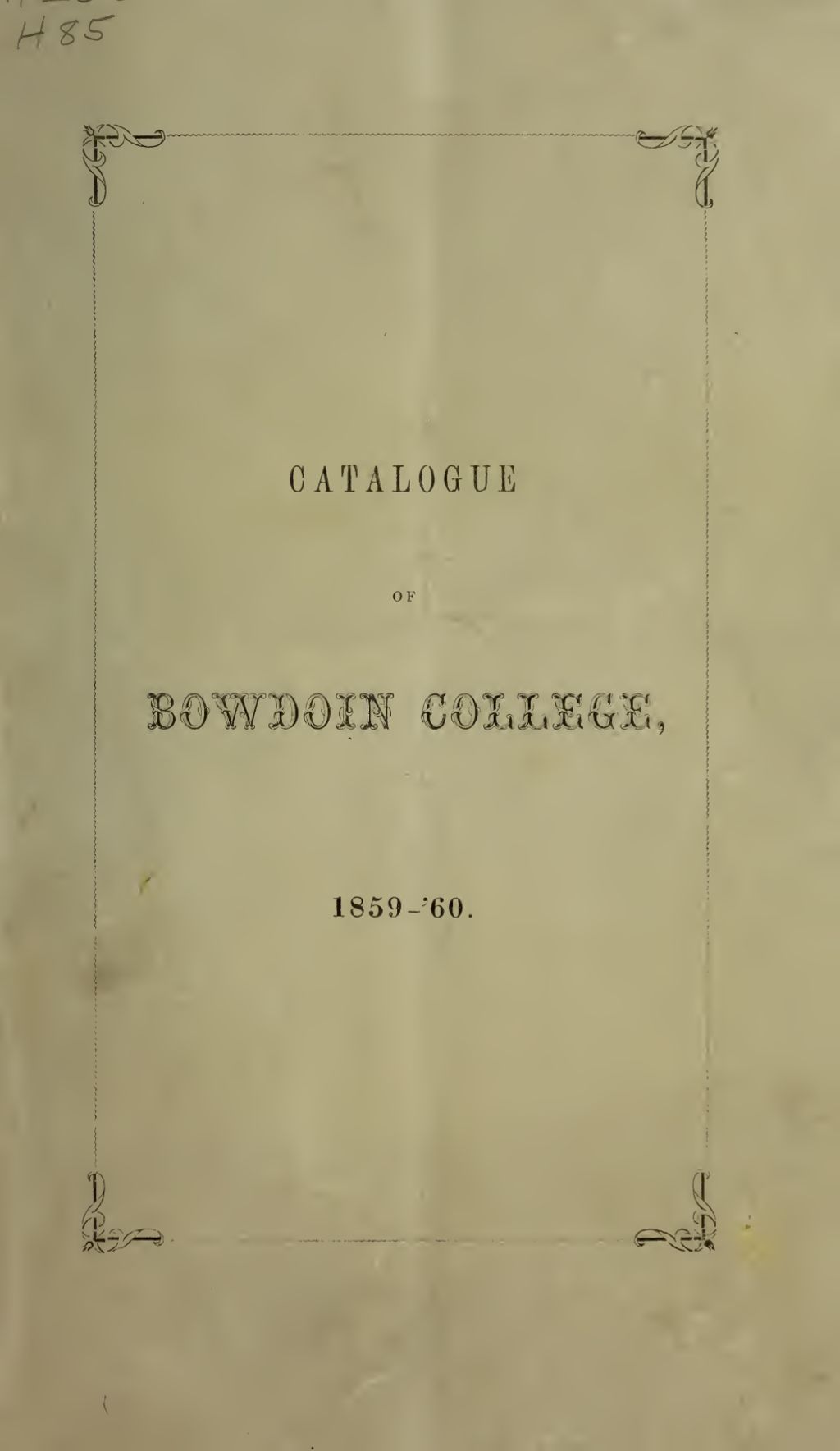 Miniature of Bowdoin College Catalogue (1859-1860)