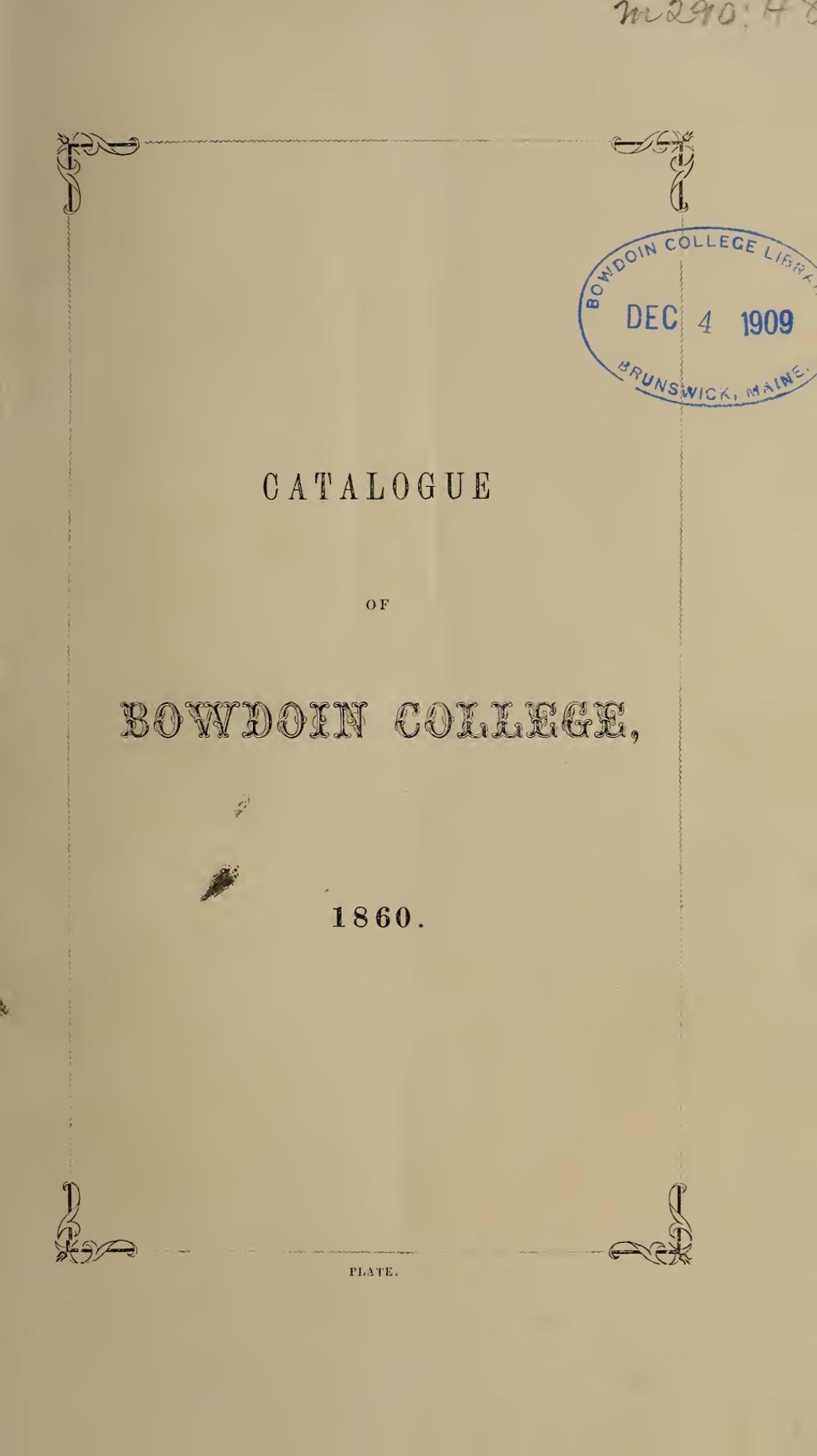 Miniature of Bowdoin College Catalogue (1860)