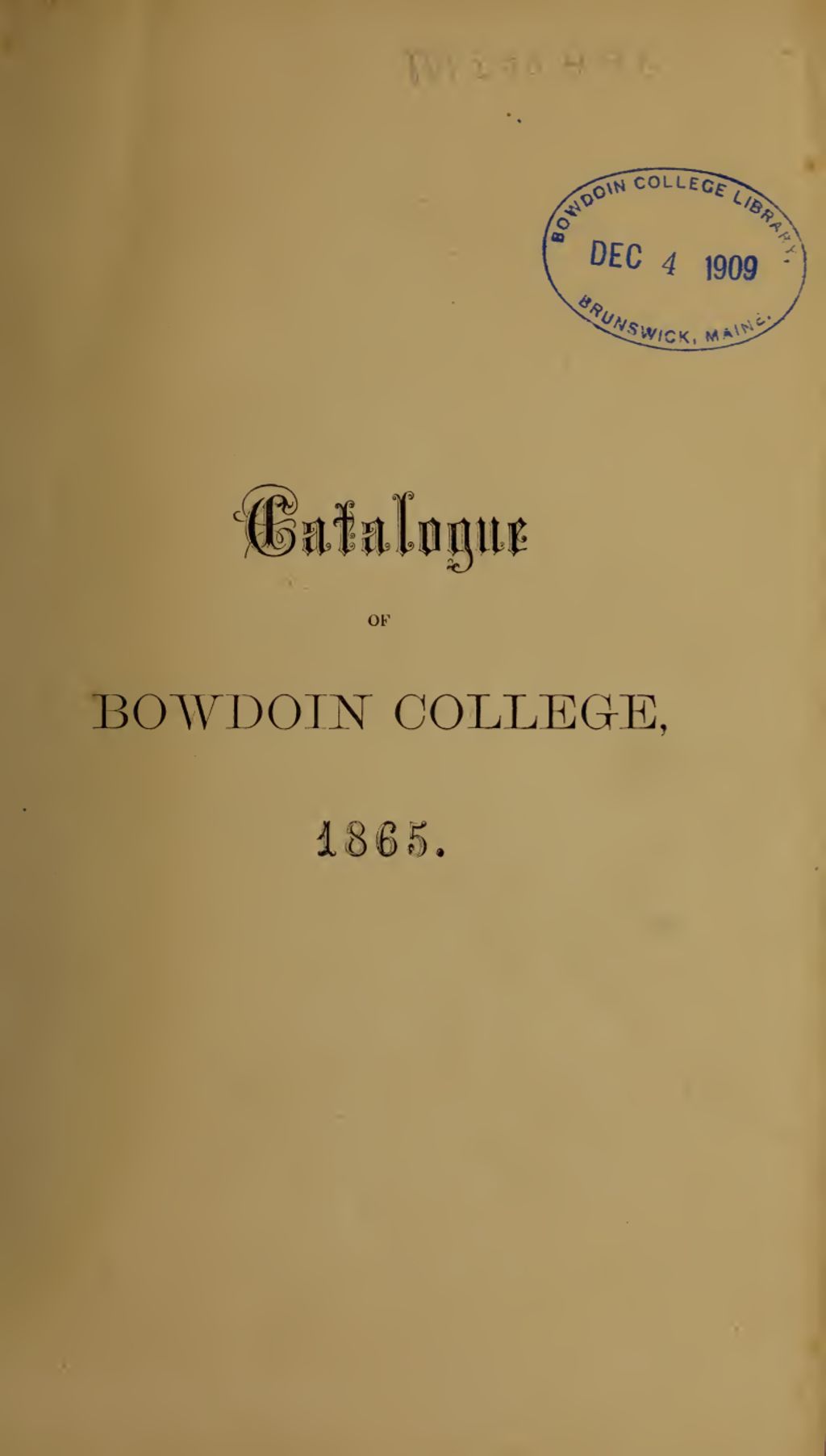 Miniature of Bowdoin College Catalogue (1865 Spring Term)