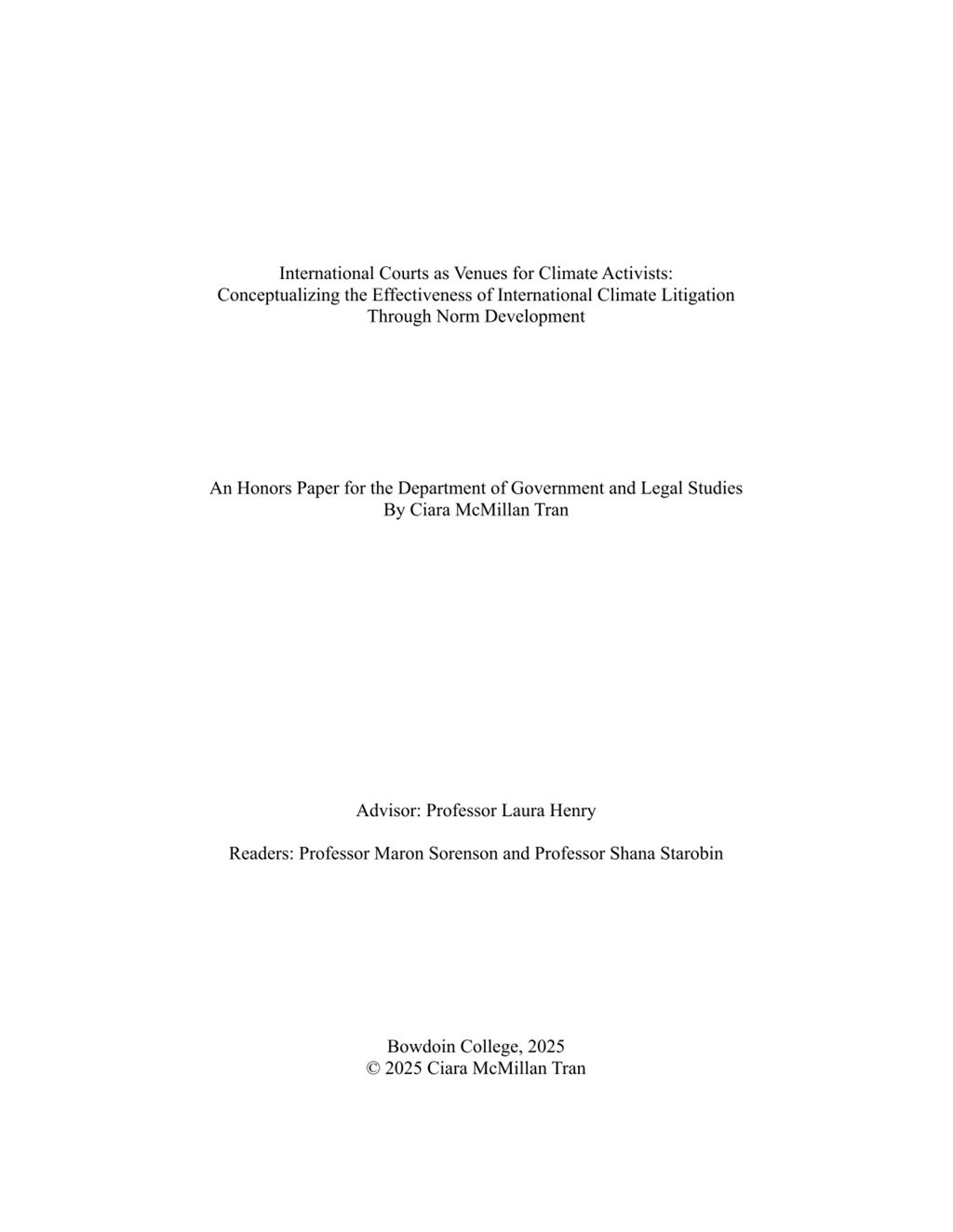 Miniature of International Courts as Venues for Climate Activists: Conceptualizing the Effectiveness of International Climate Litigation Through Norm Development