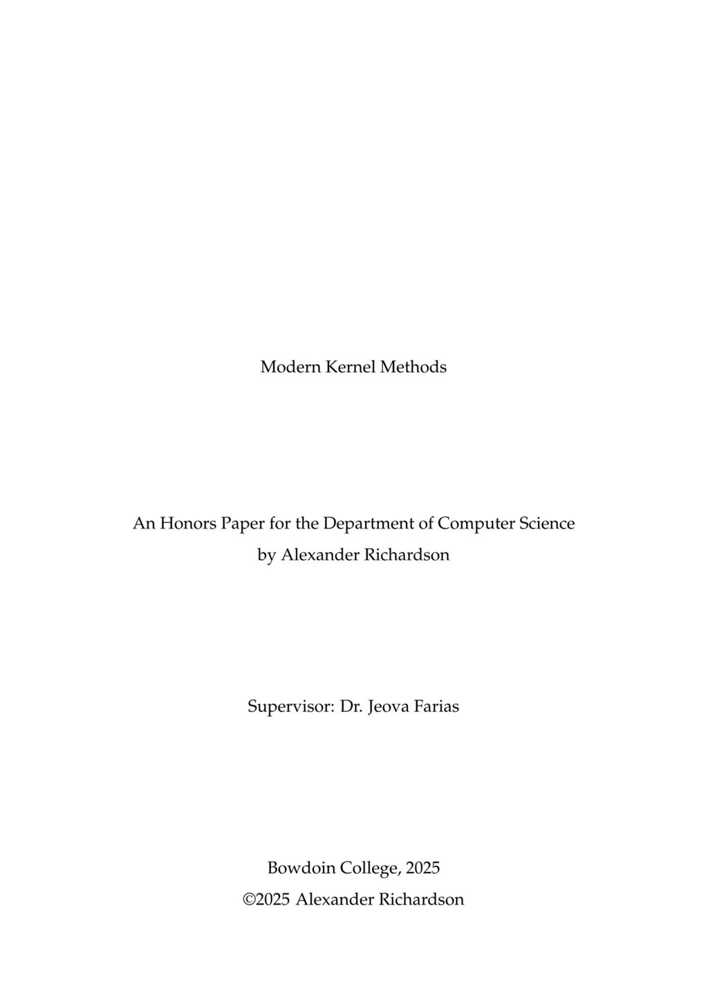 Miniature of Modern Kernel Methods