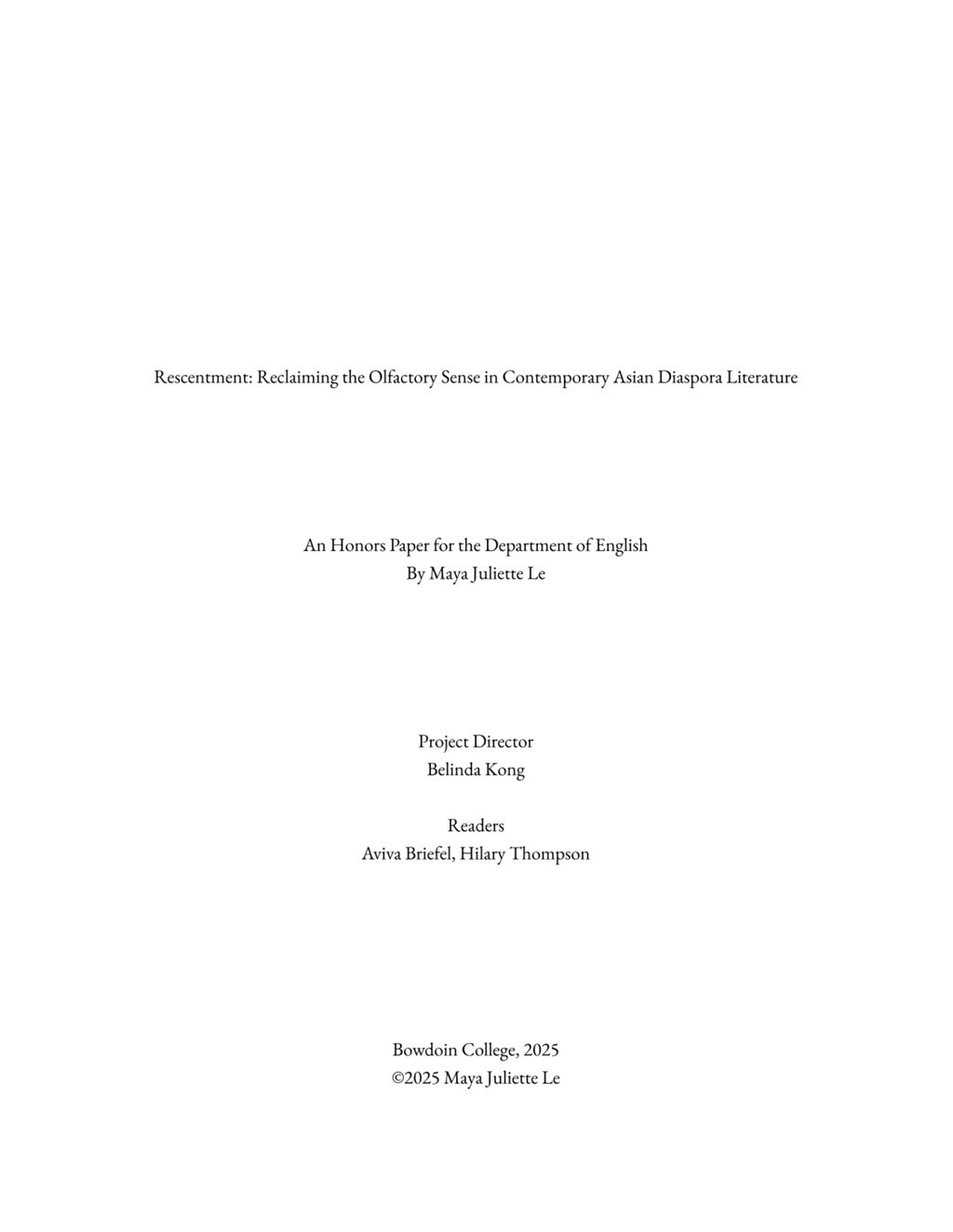 Miniature of Rescentment: Reclaiming the Olfactory Sense in Contemporary Asian Diaspora Literature