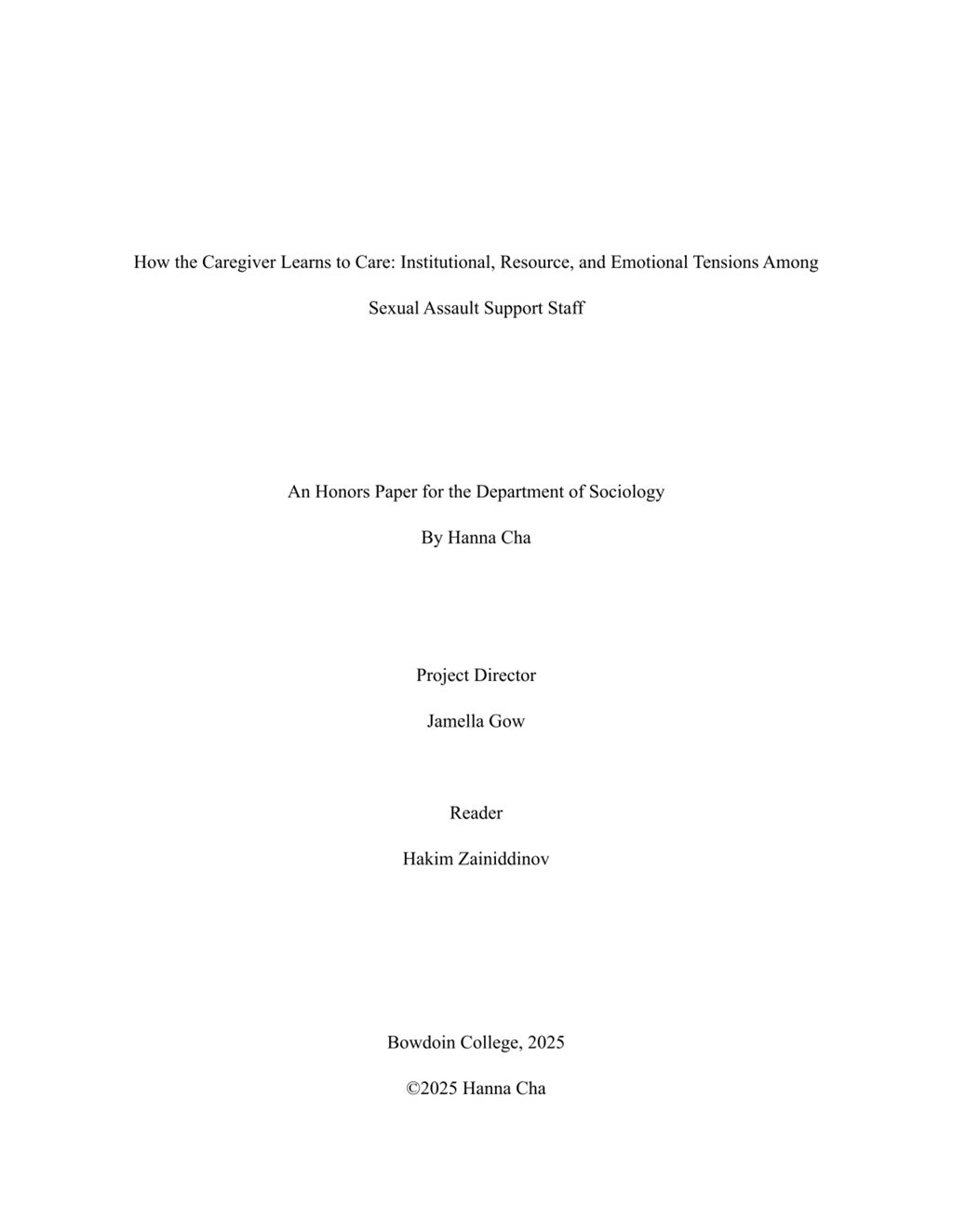 Miniature of How the Caregiver Learns to Care: Institutional, Resource, and Emotional Tensions Among Sexual Assault Support Staff