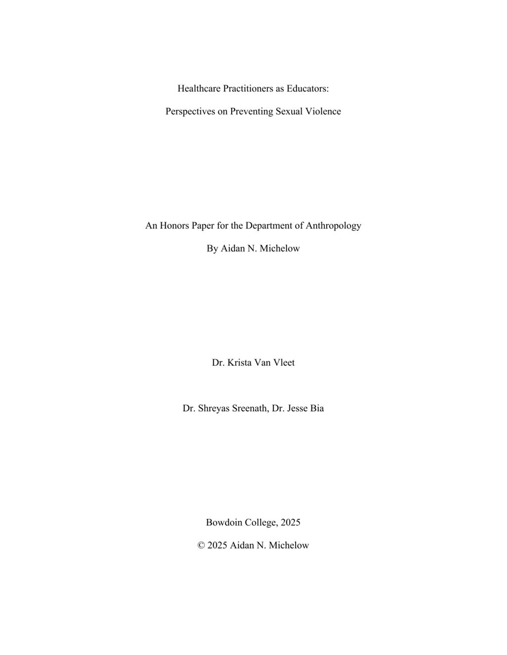 Miniature of Healthcare Practitioners as Educators: Perspectives on Preventing Sexual Violence
