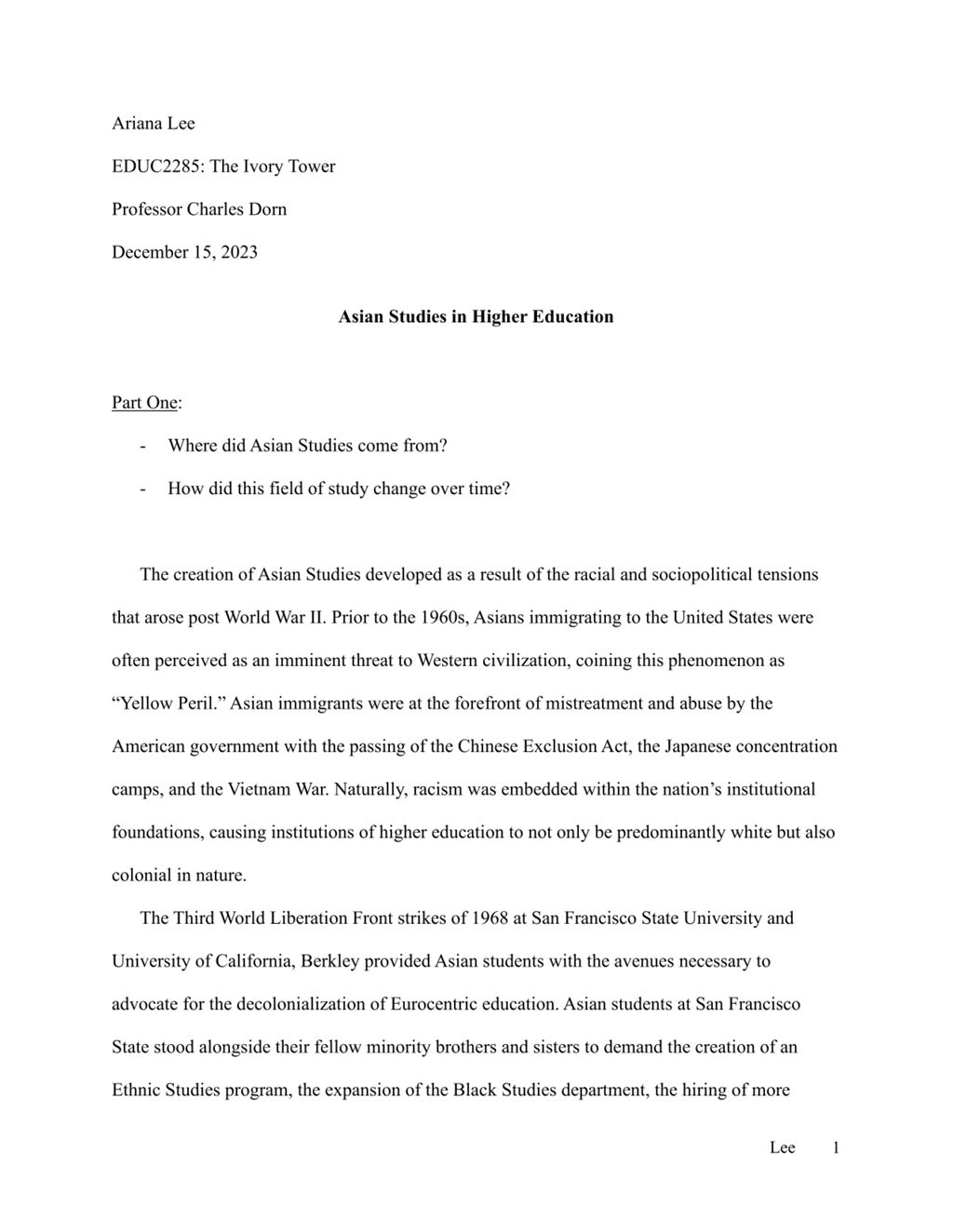 Miniature of Asian Studies in Higher Education, by Ariana Lee