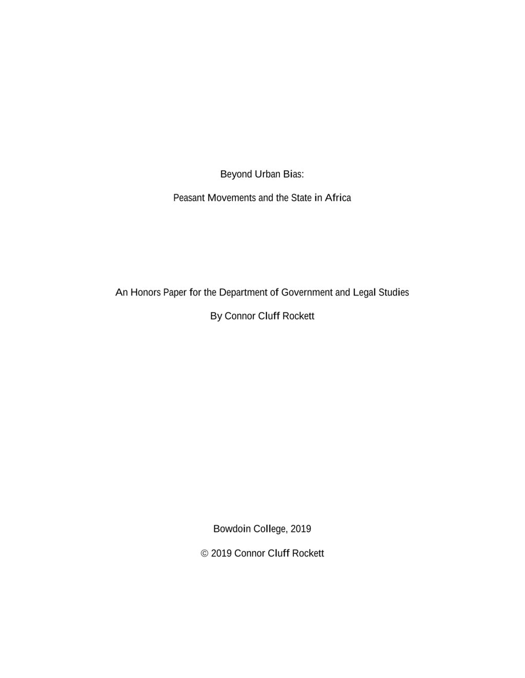 Miniature of Beyond Urban Bias: Peasant Movements and the State in Africa