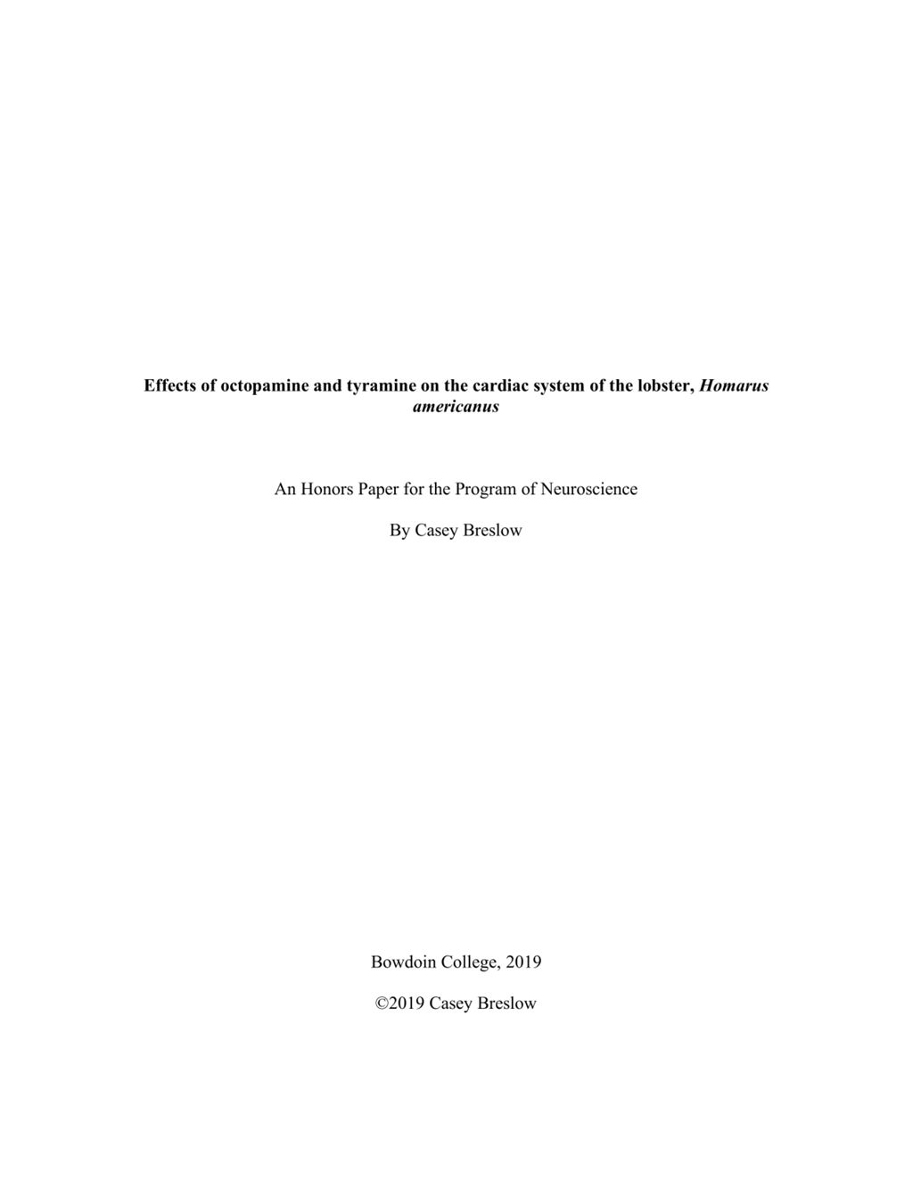 Miniature of Effects of octopamine and tyramine on the cardiac system of the lobster, Homarus americanus