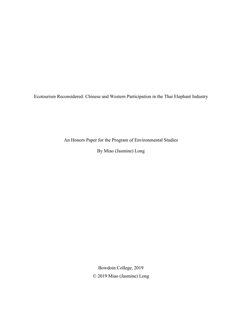 Miniature of Ecotourism Reconsidered: Chinese and Western Participation in the Thai Elephant Industry