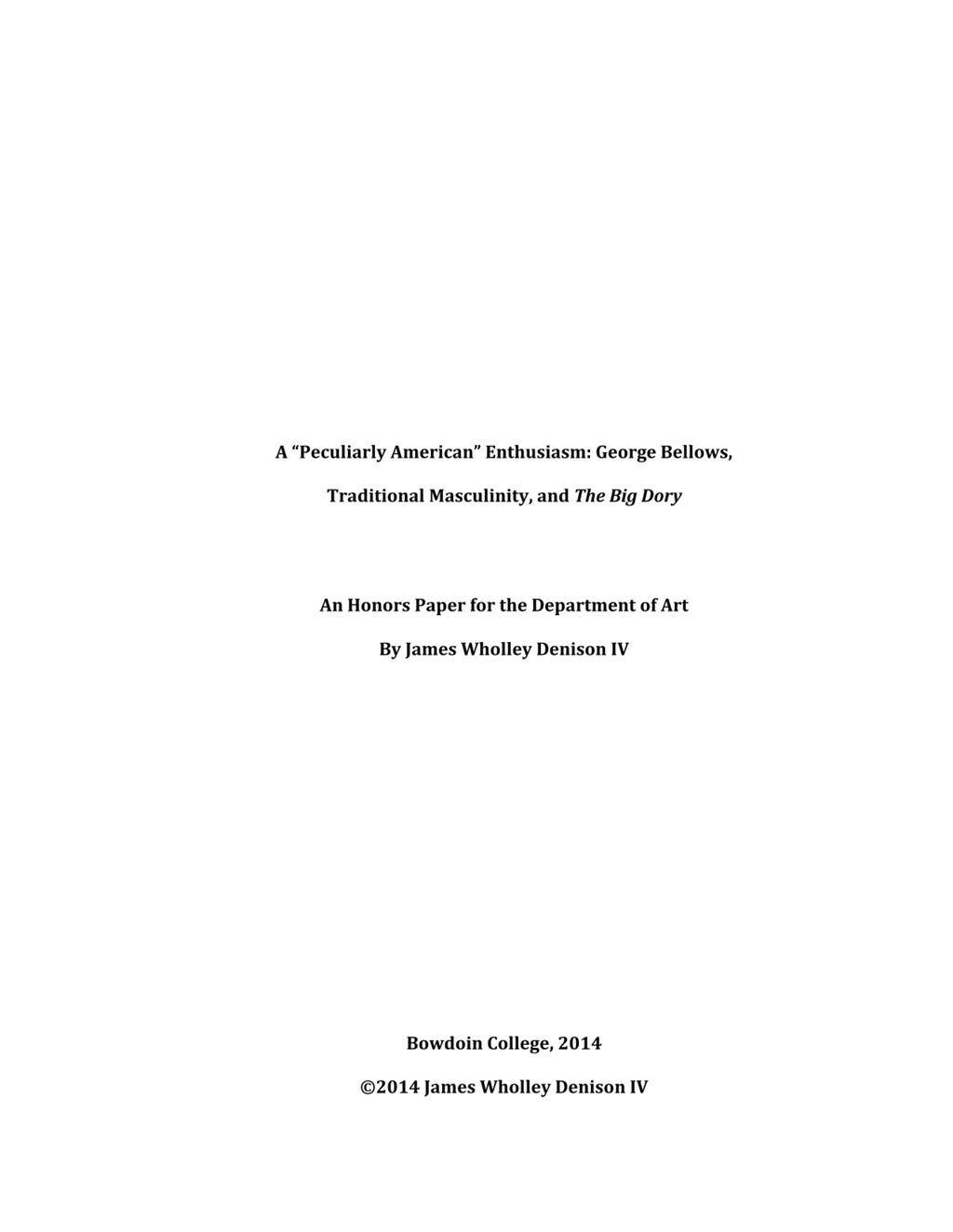 Miniature of A "Peculiarly American" Enthusiasm: George Bellows, Traditional Masculinity, and The Big Dory