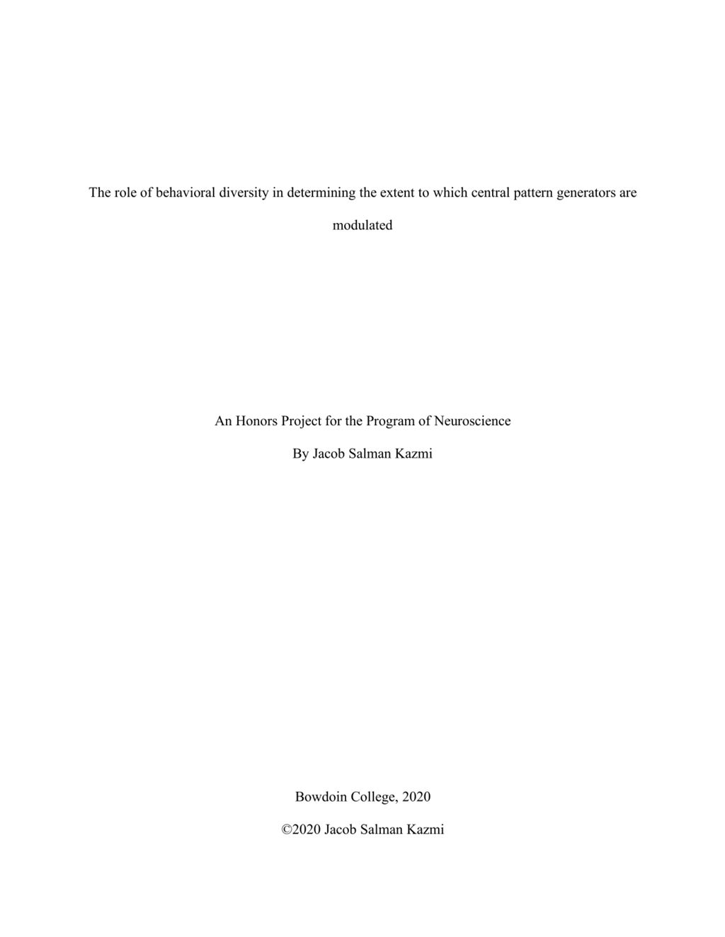 Miniature of The role of behavioral diversity in determining the extent to which central pattern generators are modulated