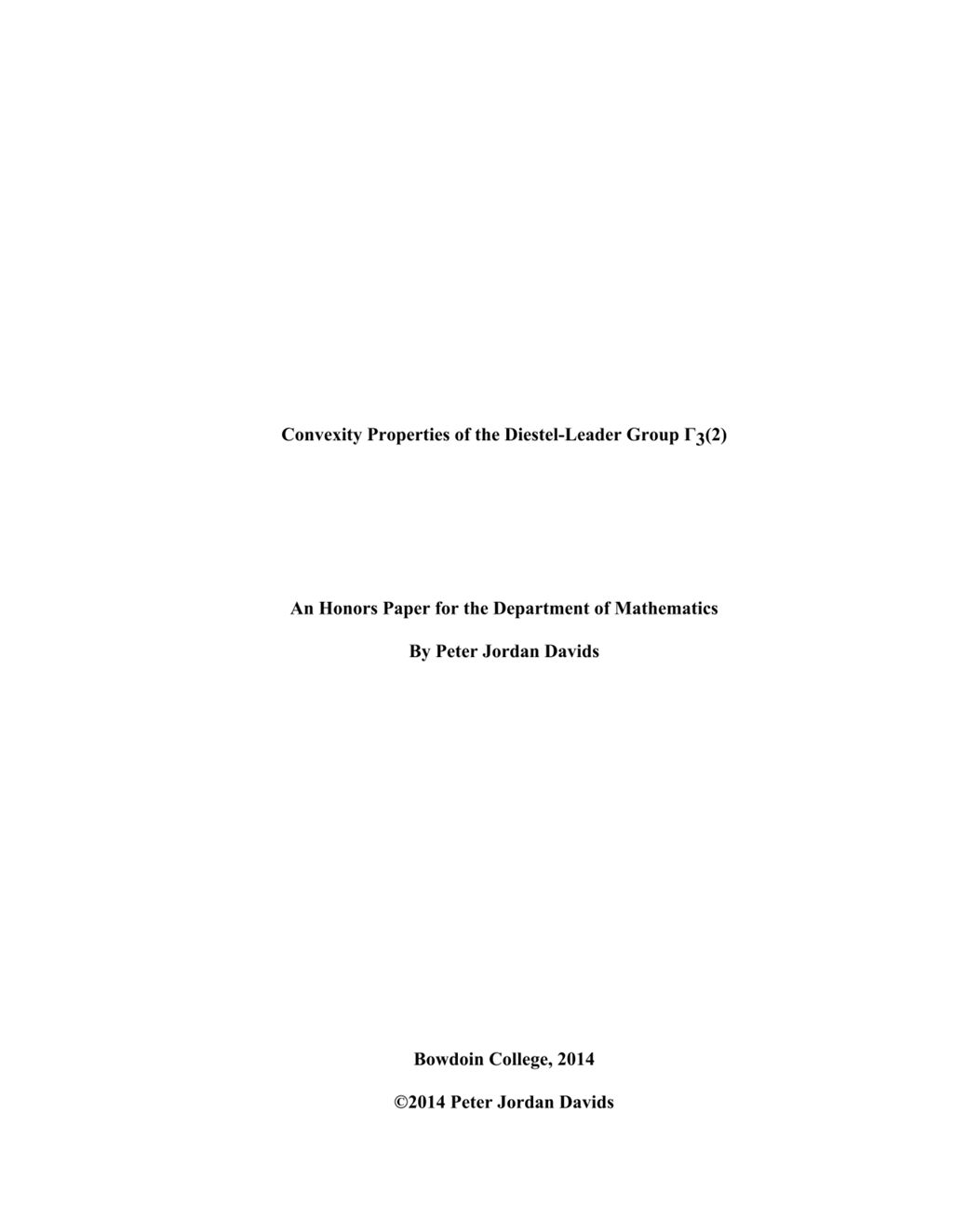 Miniature of Convexity Properties of the Diestel-Leader Group Γ_3(2)