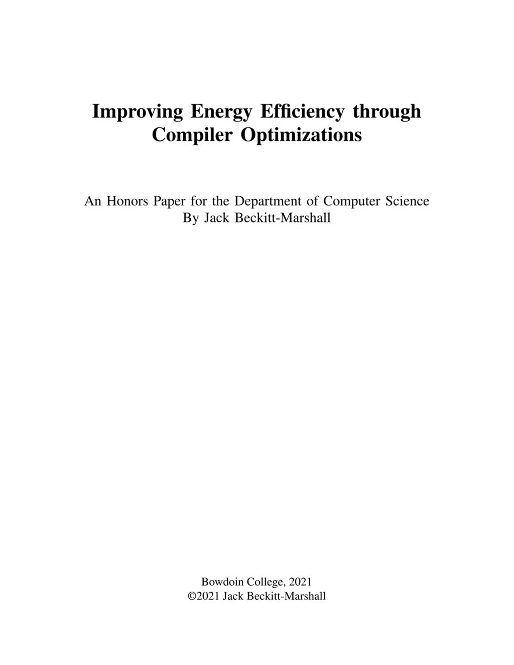 Miniature of Improving Energy Efficiency through Compiler Optimizations