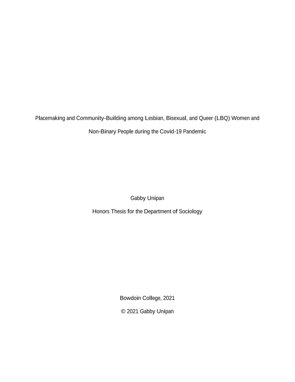 Miniature of Placemaking and Community-Building among Lesbian, Bisexual, and Queer (LBQ) Women and Non-Binary People during the Covid-19 Pandemic