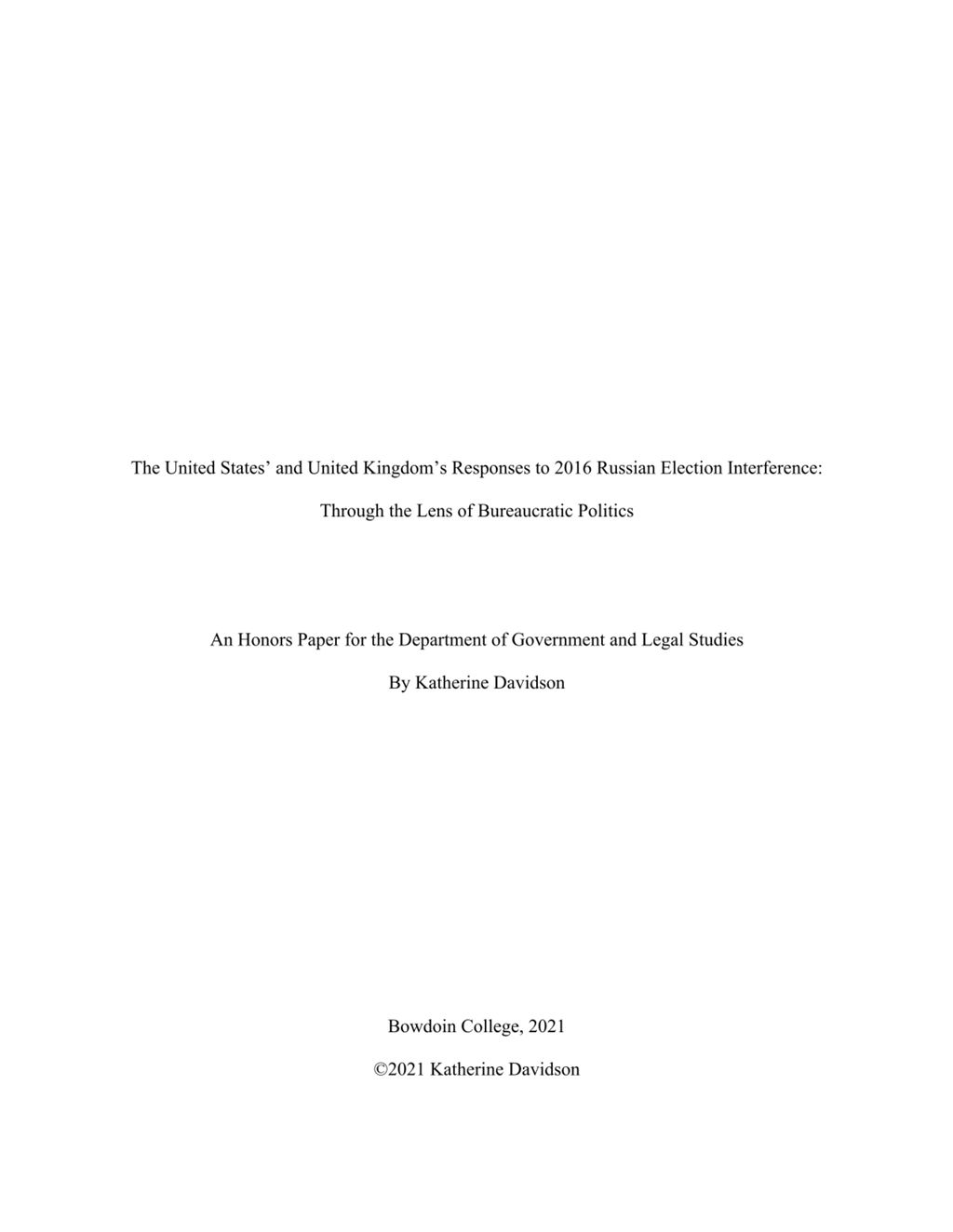 Miniature of The United States’ and United Kingdom’s Responses to 2016 Russian Election Interference: Through the Lens of Bureaucratic Politics