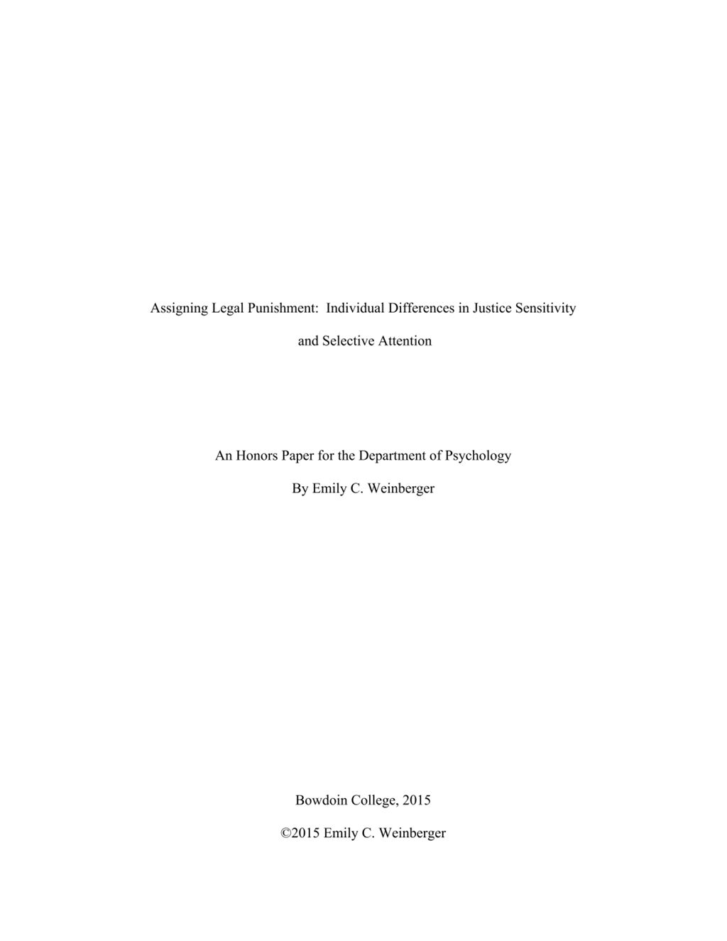 Miniature of Assigning Legal Punishment:  Individual Differences in Justice Sensitivity and Selective Attention