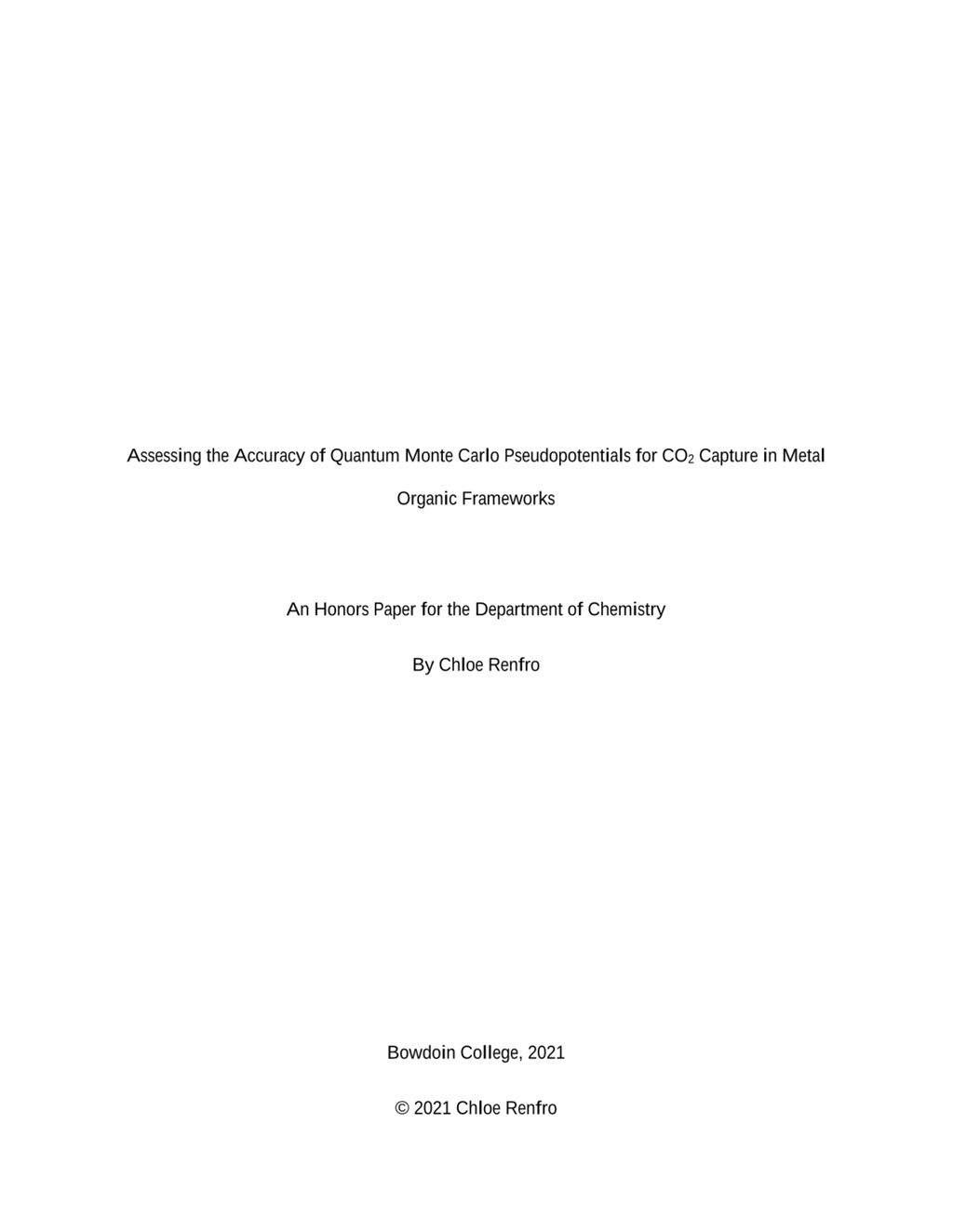 Miniature of Assessing the Accuracy of Quantum Monte Carlo Pseudopotentials for CO2 Capture in Metal Organic Frameworks