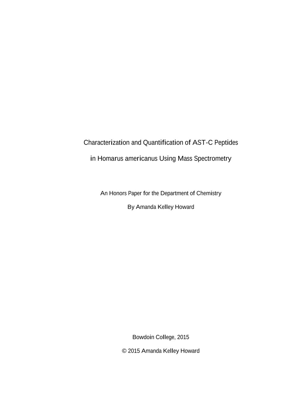 Miniature of Characterization and Quantification of AST-C Peptides in Homarus americanus Using Mass Spectrometry