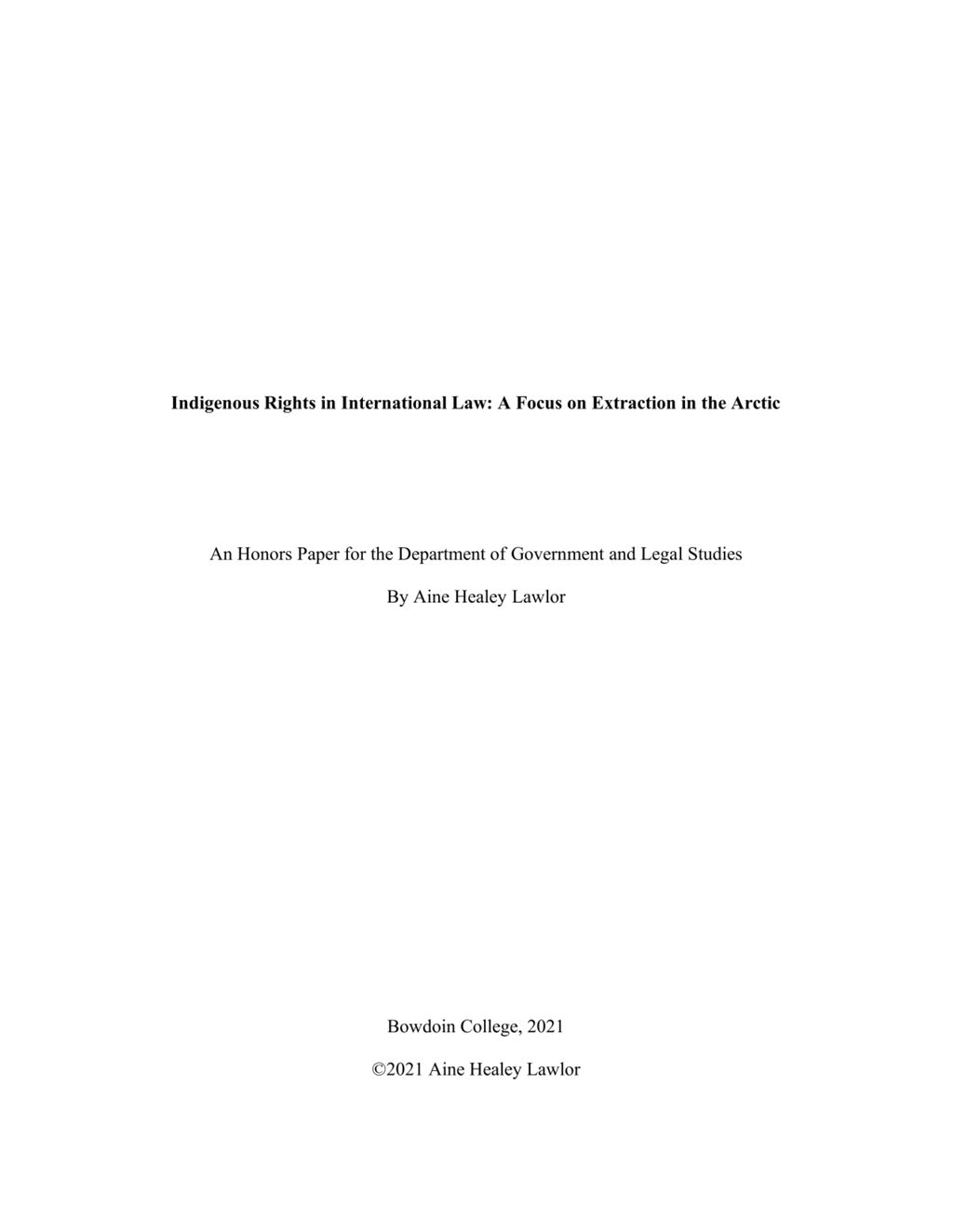 Miniature of Indigenous Rights in International Law: A Focus on Extraction in the Arctic