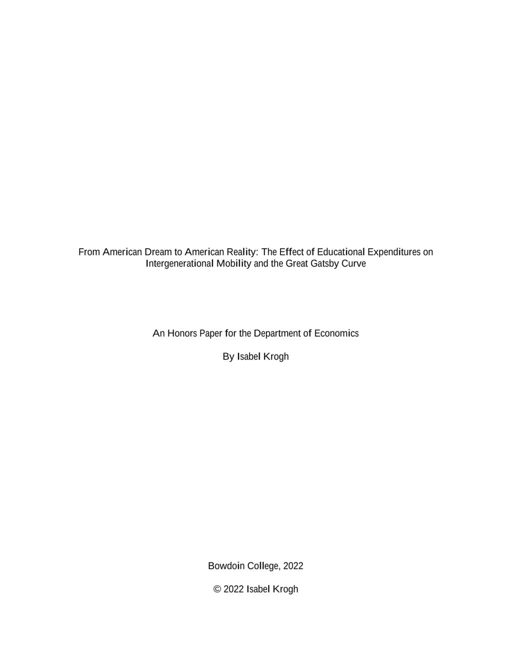 Miniature of From American Dream to American Reality: The Effect of Educational Expenditures on Intergenerational Mobility and the Great Gatsby Curve