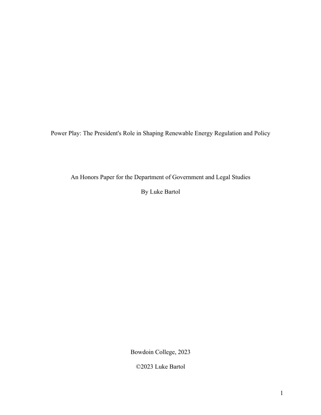 Miniature of Power Play: The President's Role in Shaping Renewable Energy Regulation and Policy