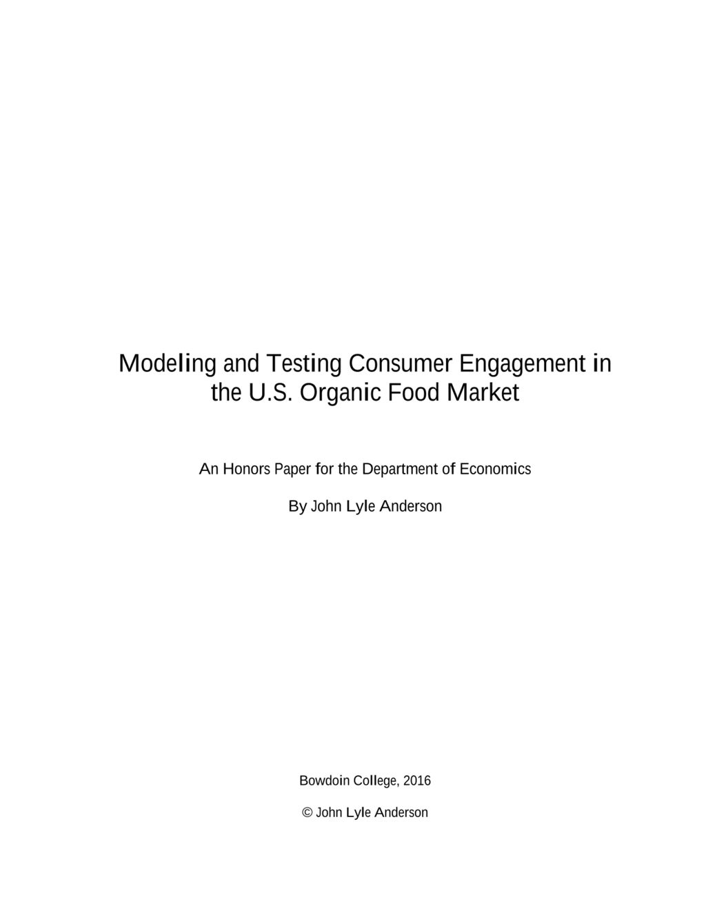 Miniature of Modeling and Testing Consumer Engagement in the U.S. Organic Food Market