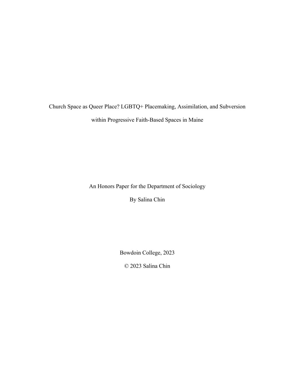 Miniature of Church Space as Queer Place? LGBTQ+ Placemaking, Assimilation, and Subversion within Progressive Faith-Based Spaces in Maine