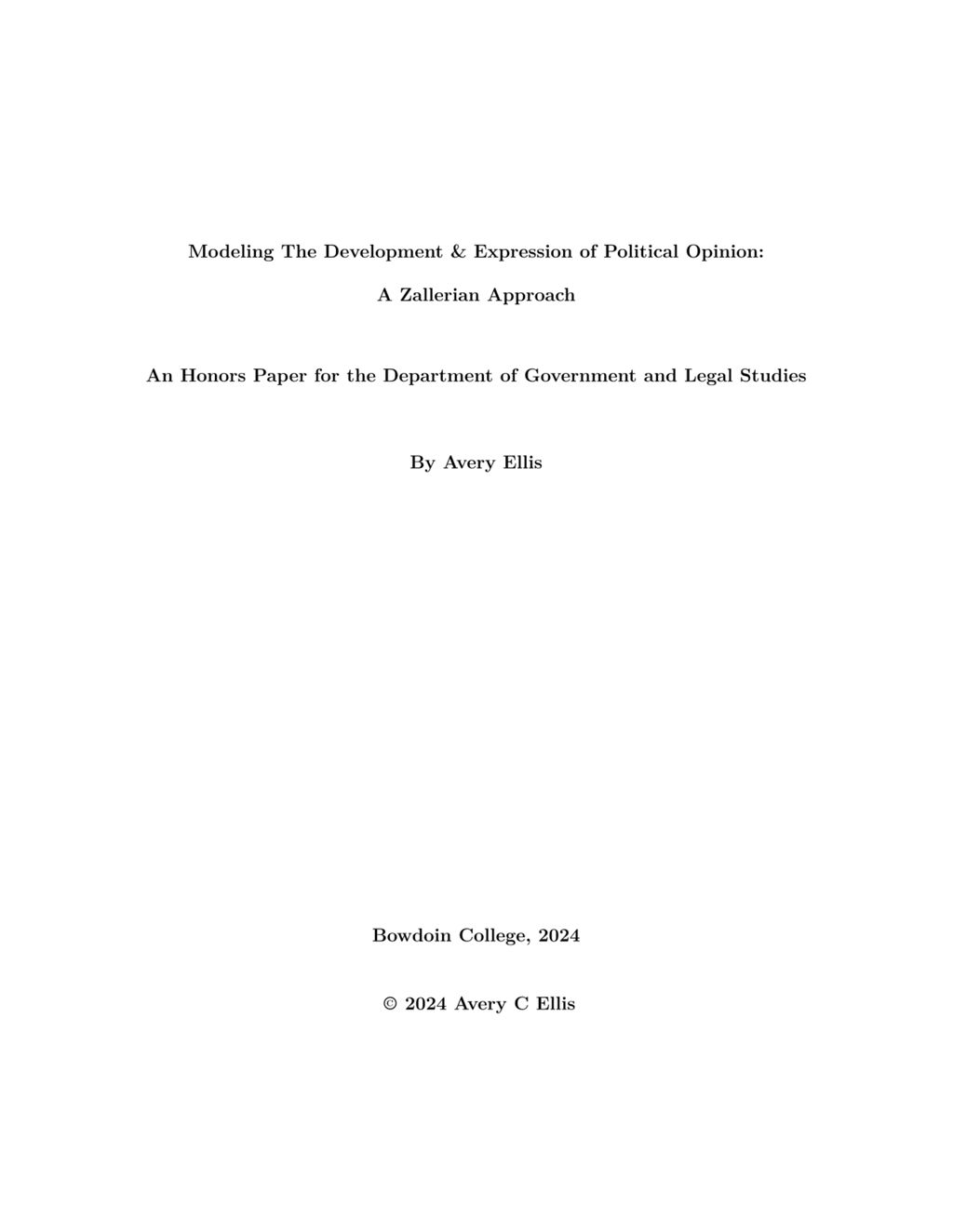 Miniature of Modeling the Development & Expression of Political Opinion: A Zallerian Approach