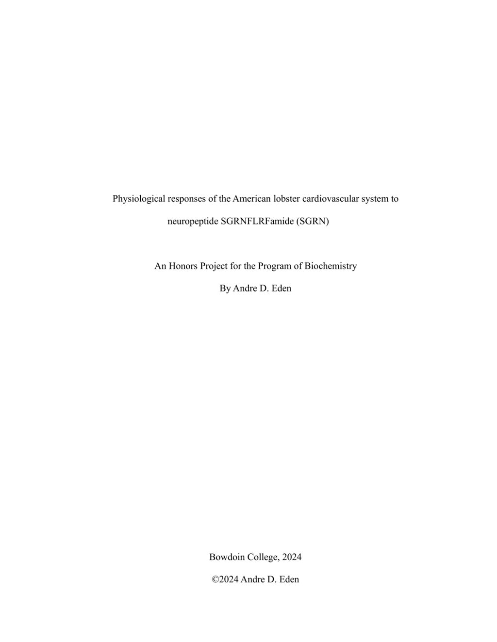 Miniature of Physiological responses of the American lobster cardiovascular system to neuropeptide SGRNFLRFamide (SGRN)