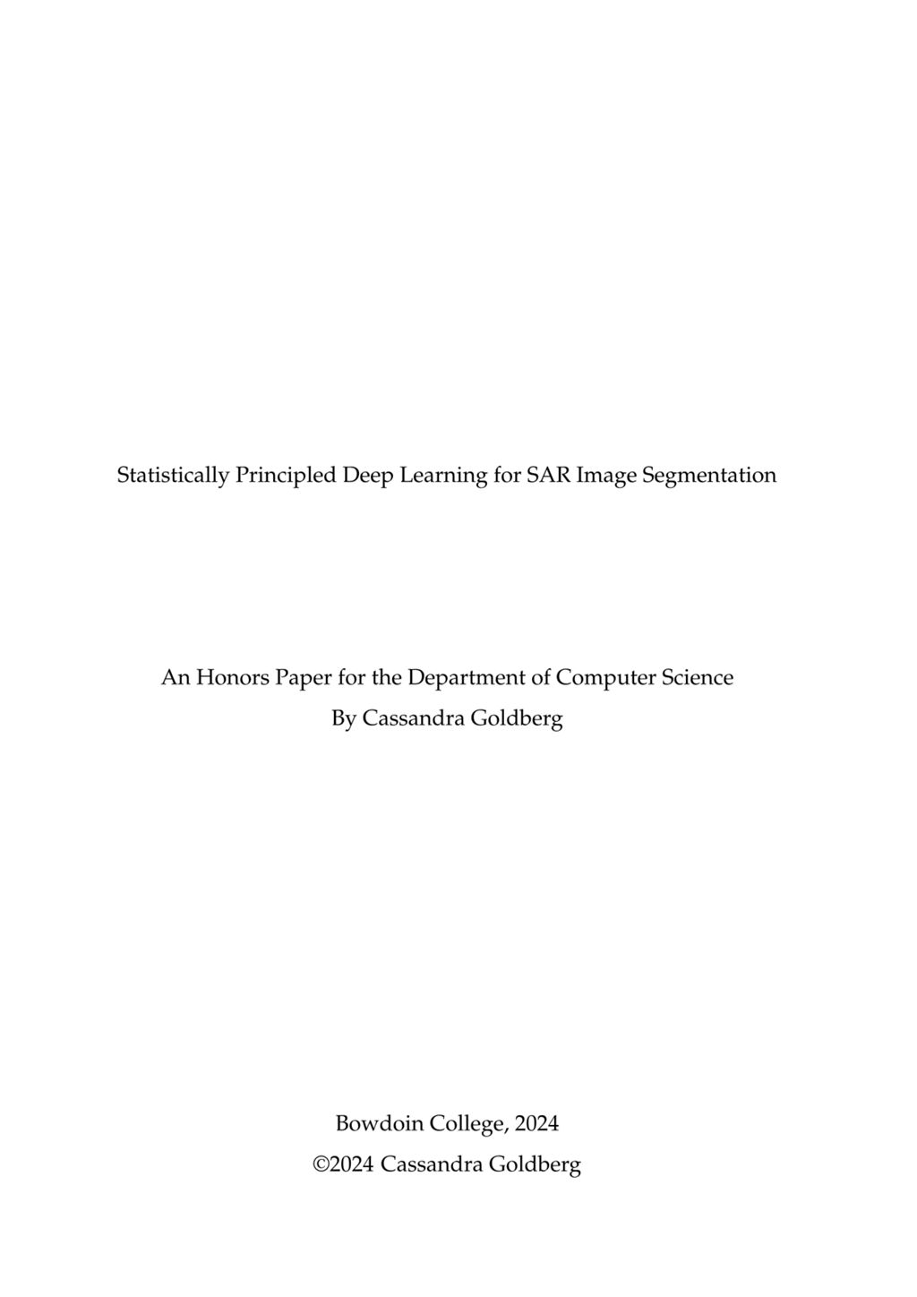 Miniature of Statistically Principled Deep Learning for SAR Image Segmentation