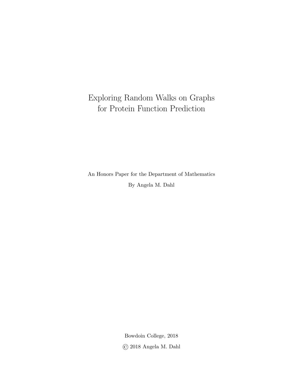 Miniature of Exploring Random Walks on Graphs for Protein Function Prediction