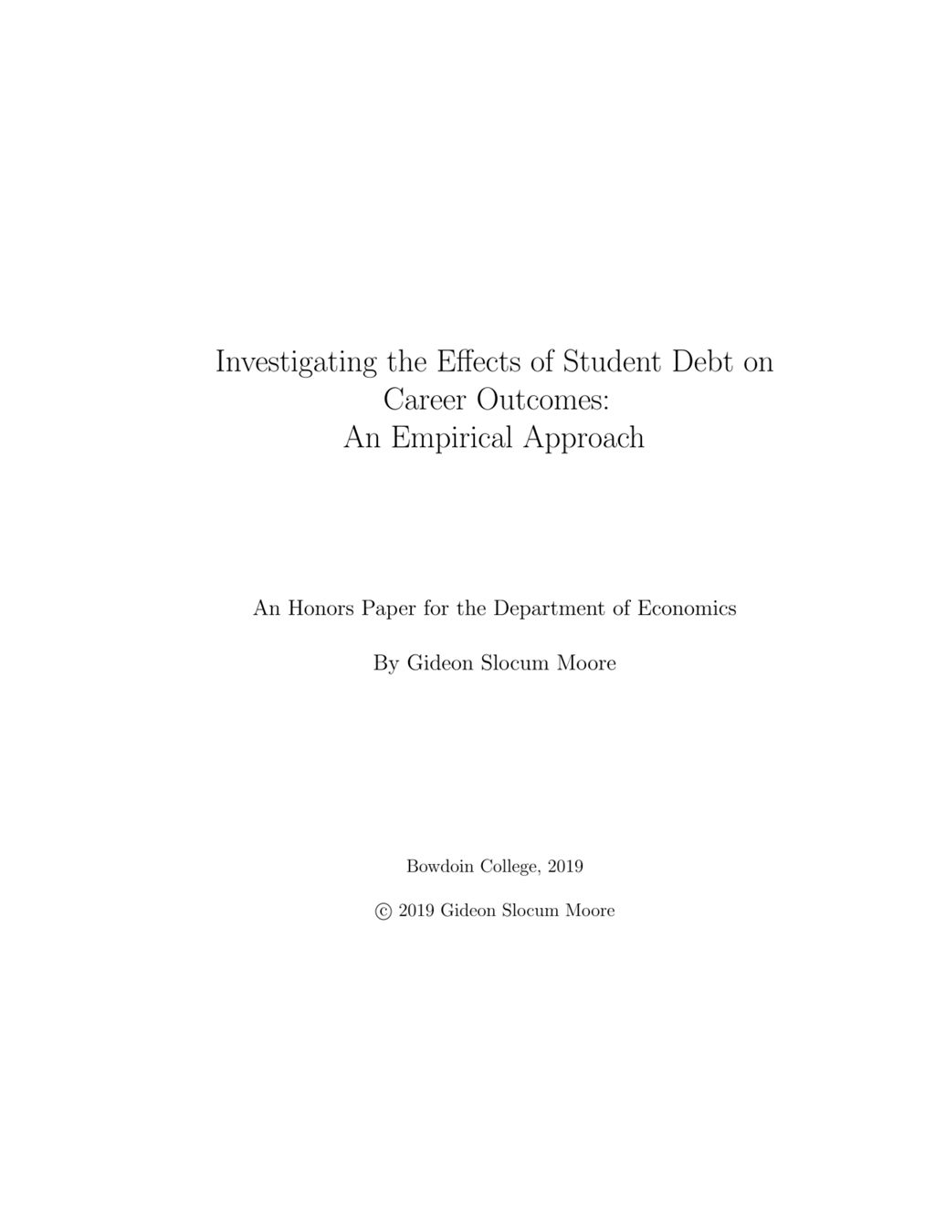 Miniature of Investigating the Effects of Student Debt on Career Outcomes: An Empirical Approach