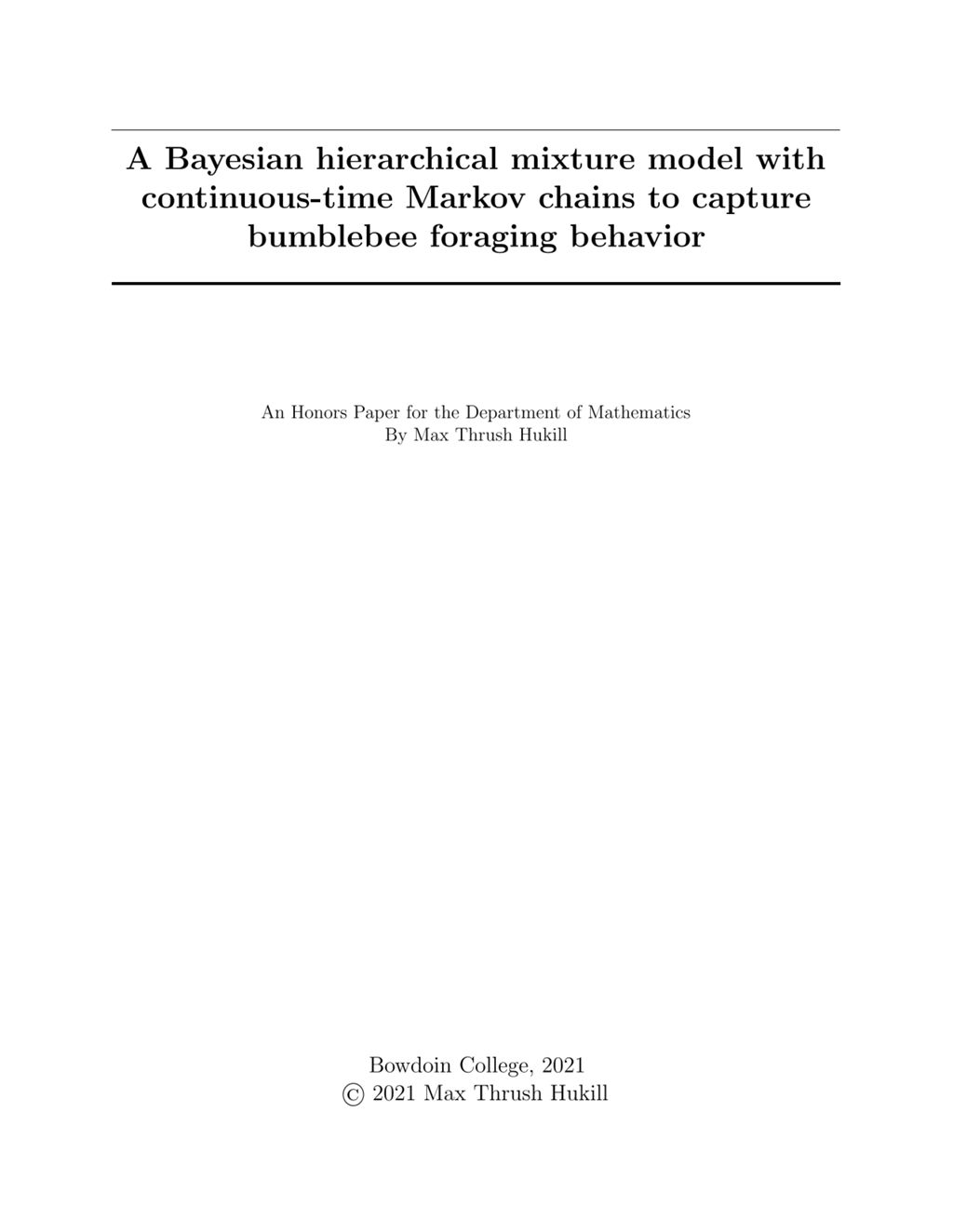 Miniature of A Bayesian hierarchical mixture model with continuous-time Markov chains to capture bumblebee foraging behavior